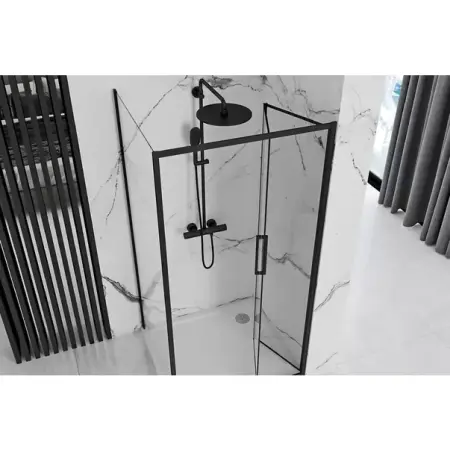 Cabina de dus dreptunghiulara cu usa pliabila Rea Rapid Fold 100x80 negru [4]