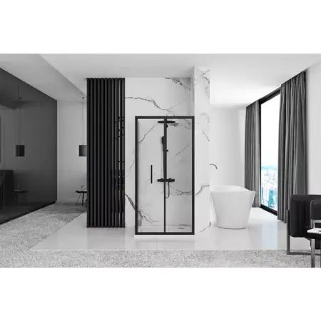 Cabina de dus dreptunghiulara cu usa pliabila Rea Rapid Fold 100x80 negru [5]