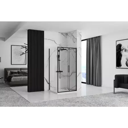 Cabina de dus dreptunghiulara cu usa pliabila Rea Rapid Fold 100x80 negru [3]