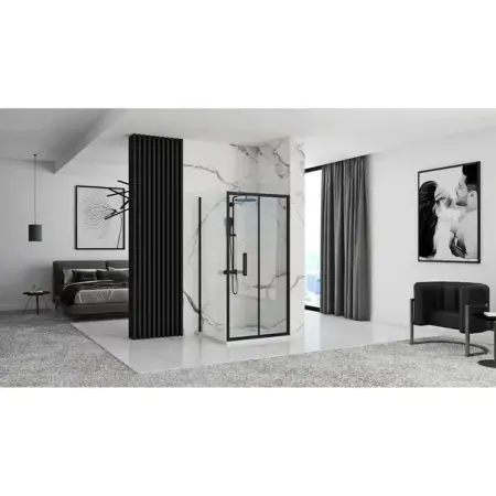 Cabina de dus dreptunghiulara cu usa pliabila Rea Rapid Fold 80x100 negru [4]