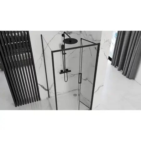 Cabina de dus dreptunghiulara cu usa pliabila Rea Rapid Fold 80x100 negru [3]