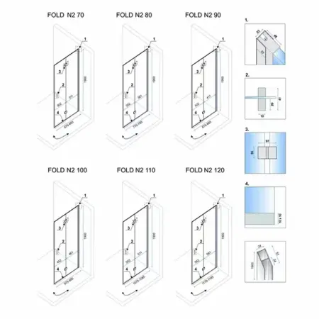 Cabina de dus dreptunghiulara cu usi pliabile Rea Fold N2 modulara 90x100 crom [1]