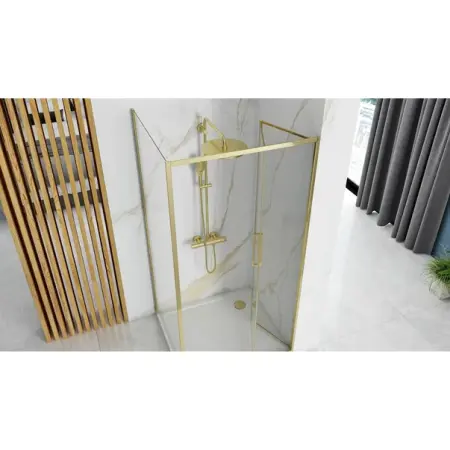 Cabina de dus dreptunghiulara cu usi pliabile auriu Rea Rapid Fold 100x80 cm [4]