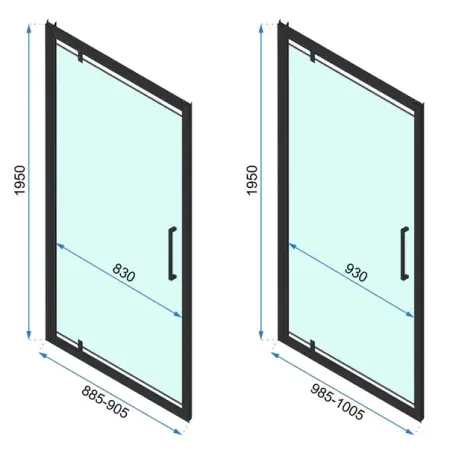 Cabina de dus dreptunghiulara de colt cu usi batante Rea Rapid Swing 90x100 cm [6]