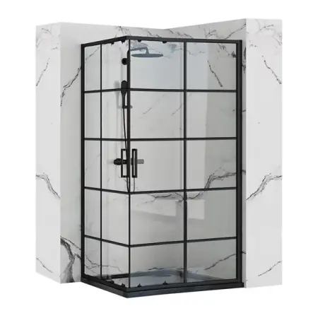 Cabine dus - Cabina de dus dreptunghiulara Rea Concept cu usi glisante 80x100 negru mat
