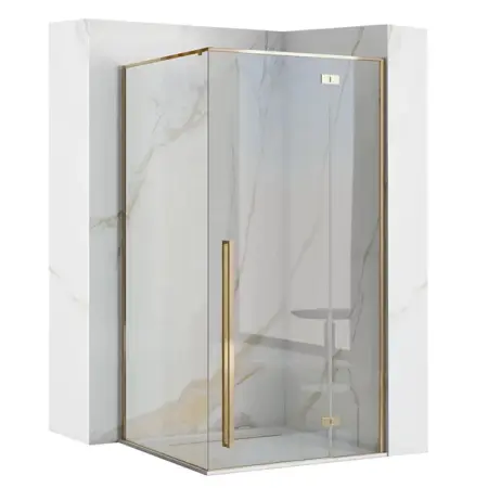 Cabine de dus dreptunghiulare - Cabina de dus dreptunghiulara Rea Fargo cu usa batanta 80x100 auriu