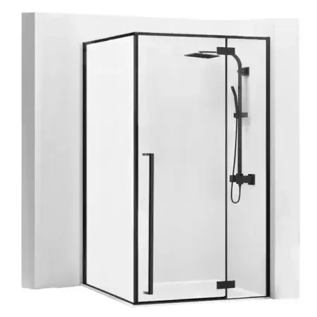 Cabine de dus dreptunghiulare - Cabina de dus dreptunghiulara Rea Fargo cu usa batanta 80x100 negru mat