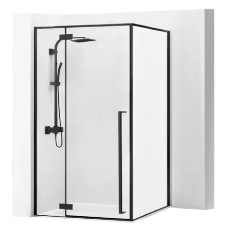 Cabine de dus dreptunghiulare - Cabina de dus dreptunghiulara Rea Fargo cu usa batanta 120x90 negru mat