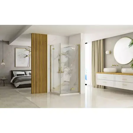 Cabina de dus dreptunghiulara Rea Hugo cu 2 usi batante 80x100 cm auriu periat [1]