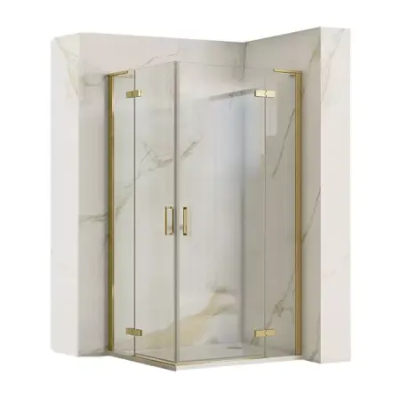 Cabine dus - Cabina de dus dreptunghiulara Rea Hugo cu 2 usi batante 80x100 cm auriu periat