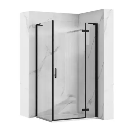 Cabine dus - Cabina de dus dreptunghiulara Rea Hugo cu usa batanta 90x80 cm negru