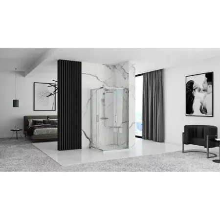 Cabina de dus dreptunghiulara Rea Punto cu usa glisanta 80x100 crom [2]