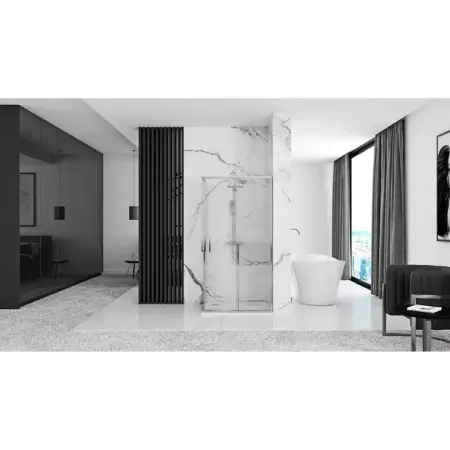 Cabina de dus dreptunghiulara Rea Punto cu usa glisanta 80x100 crom [4]