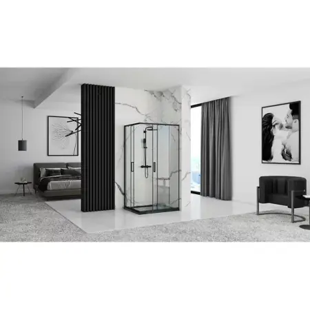 Cabina de dus dreptunghiulara Rea Punto cu usa glisanta 80x100 negru [6]