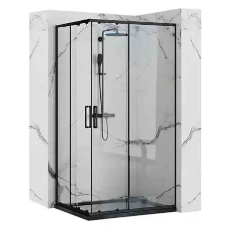 Cabine dus - Cabina de dus dreptunghiulara Rea Punto cu usa glisanta 80x100 negru