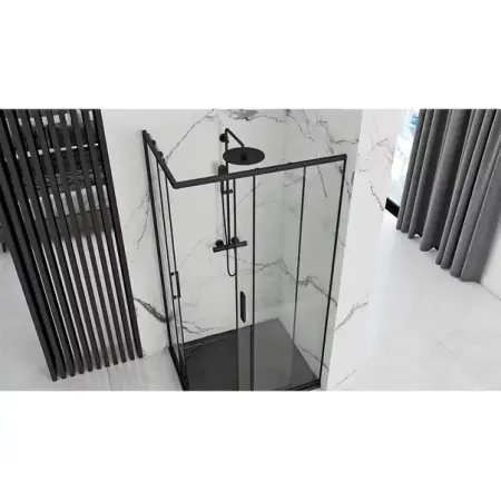 Cabina de dus dreptunghiulara Rea Punto cu usa glisanta 80x100 negru [3]