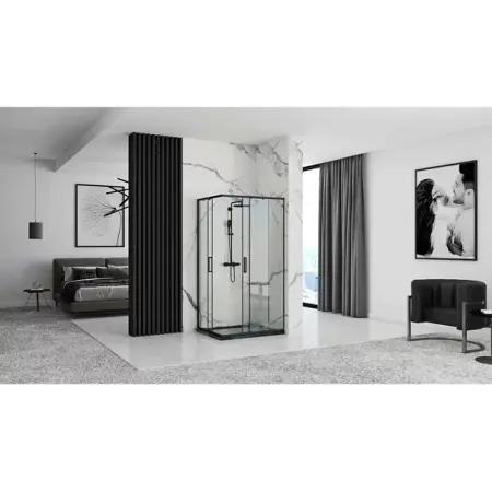 Cabina de dus dreptunghiulara Rea Punto cu usa glisanta 80x100 negru [5]