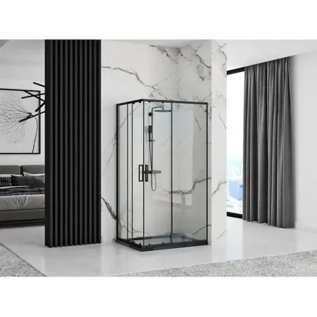 Cabina de dus dreptunghiulara Rea Punto cu usa glisanta 80x100 negru [4]