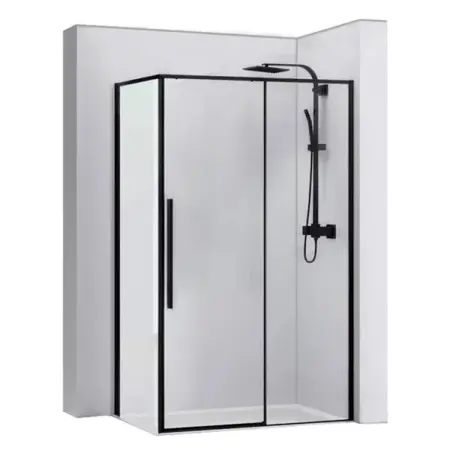 Cabine de dus dreptunghiulare - Cabina de dus dreptunghiulara Rea Solar cu usa glisanta 80x100 negru