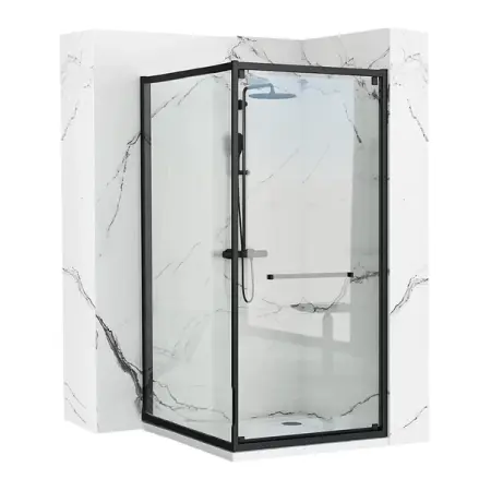 Cabine de dus dreptunghiulare - Cabina de dus dreptunghiulara Rea Space In cu usa glisanta 80x100 negru mat