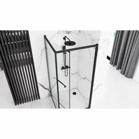 Cabina de dus dreptunghiulara Rea Space In cu usa glisanta 80x100 negru mat [5]