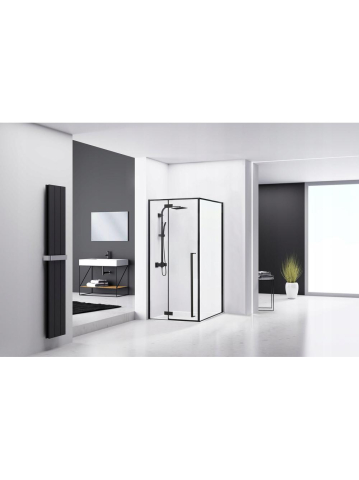 Cabina de dus Fargo cu cadita alba 90x90 negru mat [2]