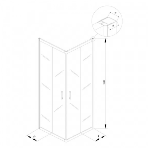 Cabina de dus Kolpasan, Eco Quat patrata 80 x 80 profil negru mat [1]