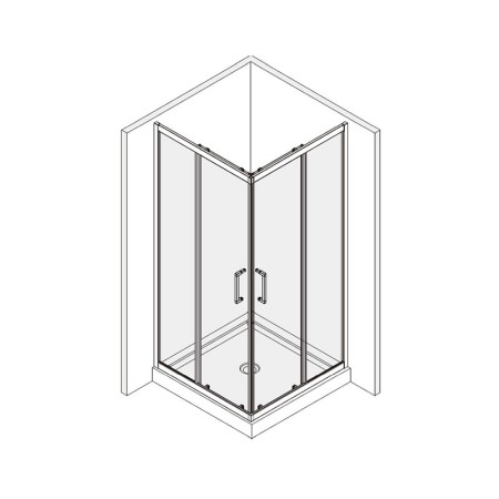 Cabina de dus Mediterraneo, Hector N, patrata 80 x 80 cm, crom [1]