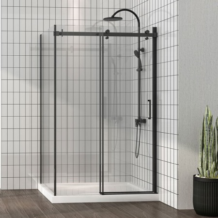 Cabine de dus dreptunghiulare - Cabina de dus Mediterraneo, Panda Black, dreptunghiulara 120 x 90 cm, negru