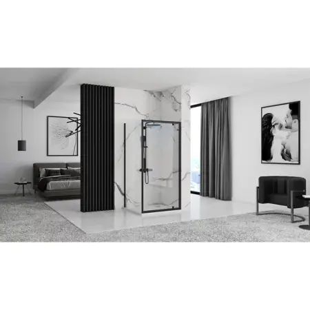 Cabina de dus patrata cu usa pivotanta Rea Rapid Swing 80x80 negru [5]