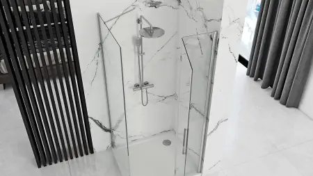 Cabina de dus patrata cu usa pliabila Rea Molier 90x90 crom [2]
