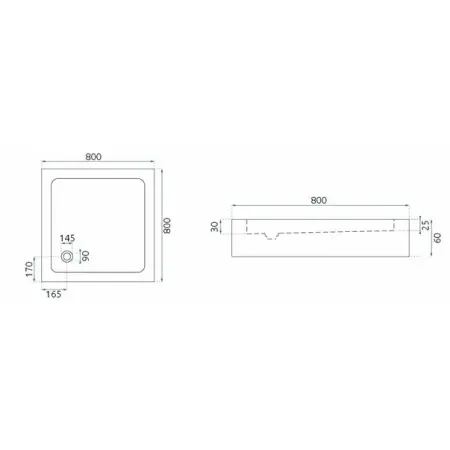 Cabina de dus patrata cu usi glisante auriu periat Rea City 80x80 cm si cadita alba [7]
