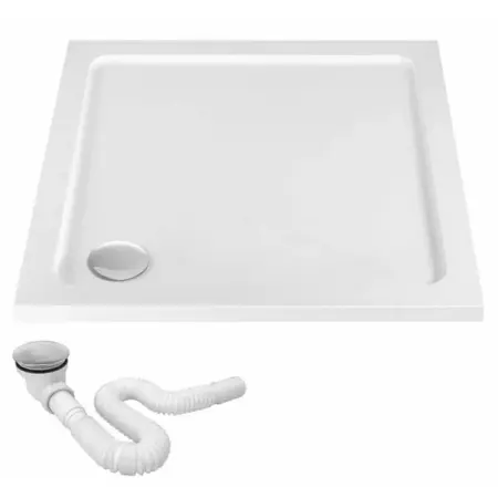Cabina de dus patrata cu usi glisante auriu periat Rea City 80x80 cm si cadita alba [6]