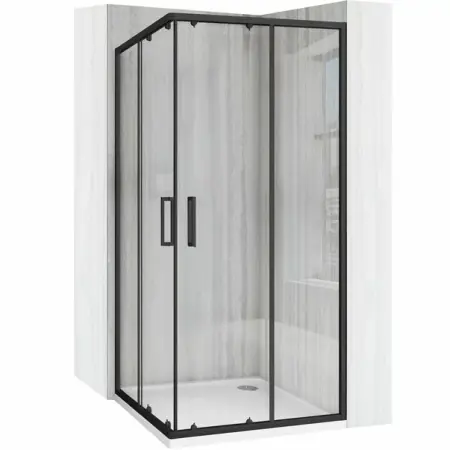 Cabine de dus patrate - Cabina de dus patrata cu usi glisante negru Rea City 80x80 cm