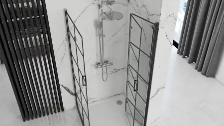 Cabina de dus patrata cu usi pliabile Rea Molier 100x100 negru [2]