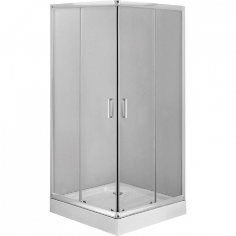 Cabina de dus patrata Deante Funkia cu usi culisante 80x80cm finisaj crom si sticla transparenta