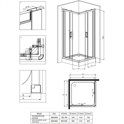 Cabina de dus patrata Deante Funkia cu usi culisante 90x90cm finisaj crom [2]