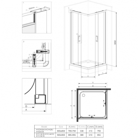 Cabina de dus patrata Deante Funkia cu usi culisante 90x90cm finisaj crom lucios [2]