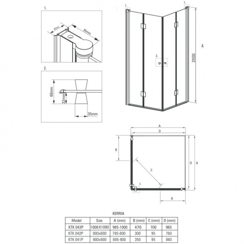 Cabina de dus patrata Deante Kerria cu usi batante 90x90cm finisaj crom [6]