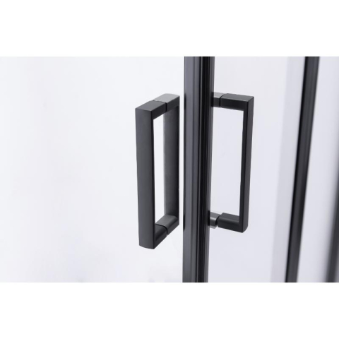 Cabină de duș pătrată Mediterraneo Siri Black 80x80 cm, cu uși culisante rabatabile, sticlă securizată 5 mm, negru mat [9]