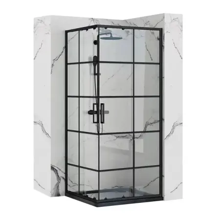 Cabine dus - Cabina de dus patrata Rea Concept cu usi glisante 80x80 negru mat