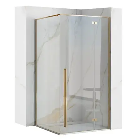 Cabine de dus patrate - Cabina de dus patrata Rea Fargo cu usa batanta 90x90 auriu