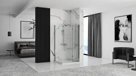 Cabina de dus patrata Rea Fold N2 cu usi pliabile 90x90 crom [3]