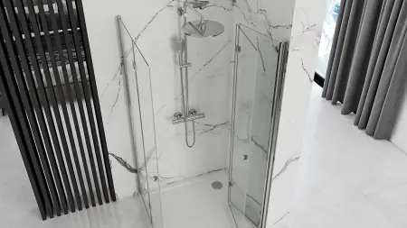 Cabina de dus patrata Rea Fold N2 cu usi pliabile 90x90 crom [2]