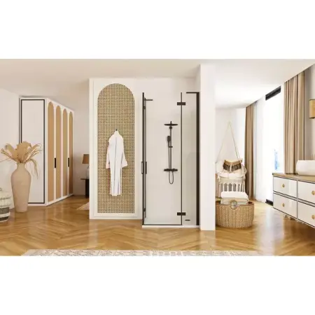Cabina de dus patrata Rea Hugo cu 2 usi batante 90x90 cm negru [3]