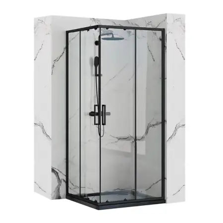Cabine de dus patrate - Cabina de dus patrata Rea Punto cu usi glisante 80x80 negru mat