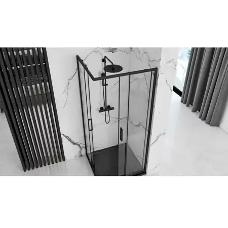 Cabina de dus patrata Rea Punto cu usi glisante 90x90 negru mat [2]