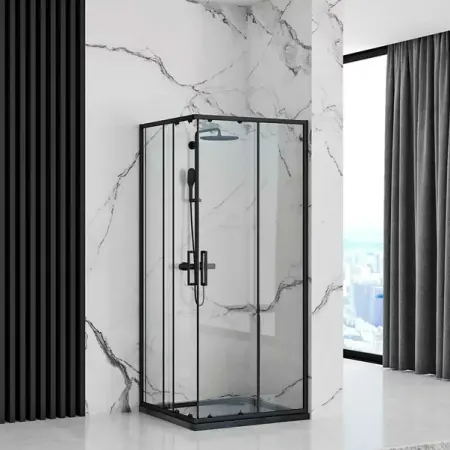 Cabina de dus patrata Rea Punto cu usi glisante 90x90 negru mat [5]