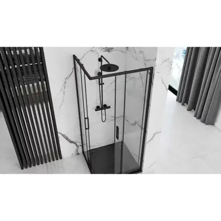 Cabina de dus patrata Rea Punto cu usi glisante 90x90 negru mat [6]