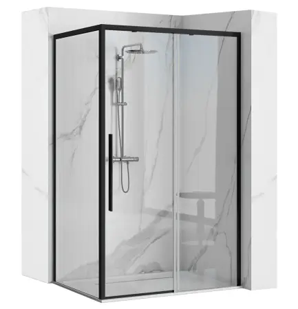 Cabine de dus patrate - Cabina de dus patrata Rea Solar cu usa culisanta 90x90 negru mat